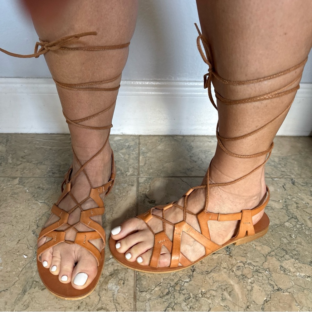 Cocobelle Natural Leather Cleo Gladiator Sandal SZ 39/8.5